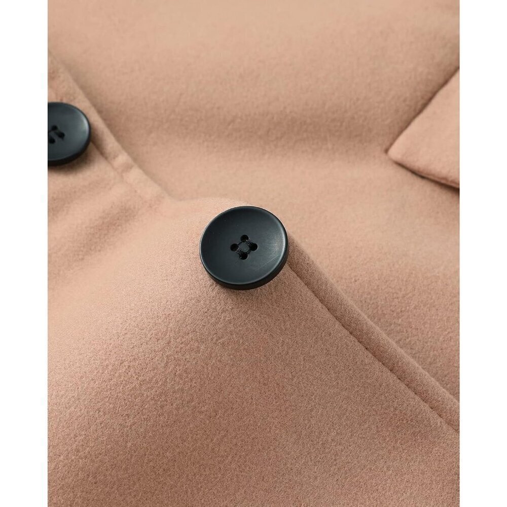 🆕Men's Khaki Classic Wool Blend Single-Breasted Mid-Length Trench Overcoat - Picture 4 of 7